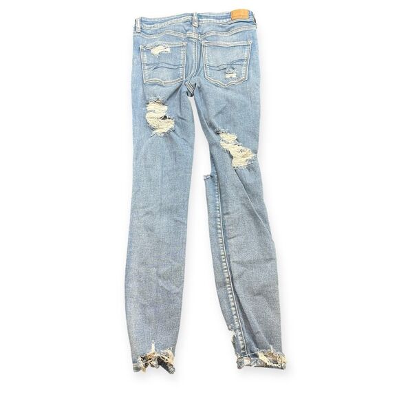 AMERICAN EAGLE Women’s Light Wash Distressed NE(X)T Level Stretch Hi-Rise Jeggin - Picture 2 of 6